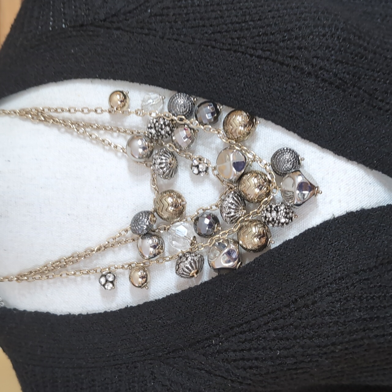 60 Designer Triple Layer Mixed Metal Statement Necklace By Ballet 15$